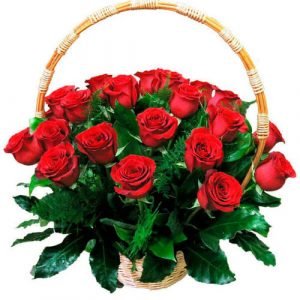 Basket of 24 red roses