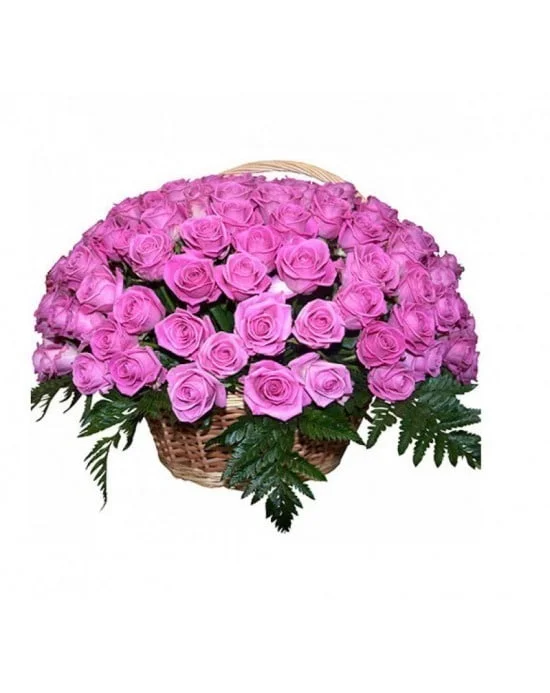 Basket of 50 pink roses