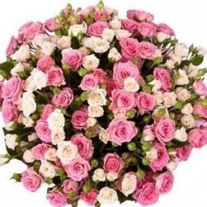 “Brightness For You” 24 mixed spray roses with greeneries bouquet