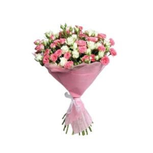 “Brightness For You” 24 mixed spray roses with greeneries bouquet