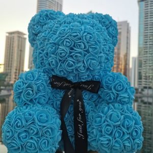 Teddy Bear (40cm, blue), artificial flowers