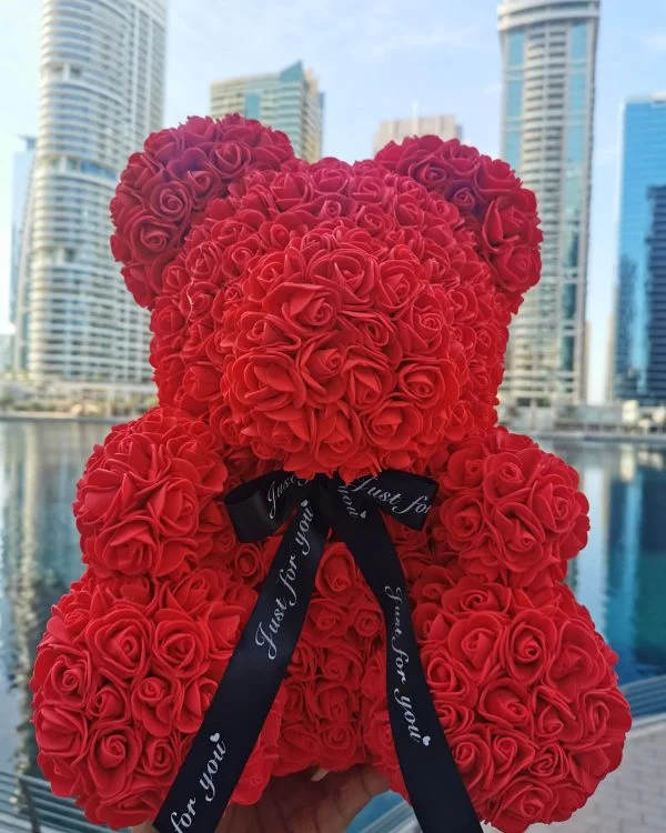 Teddy Bear (40cm, red), artificial flowers