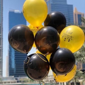 “Eid Mubarak” latex helium balloons, set of 10pcs (yellow/black)