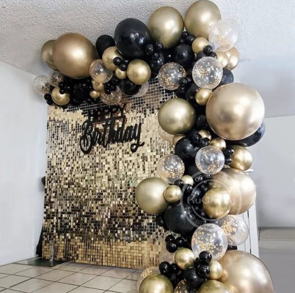 Balloons garland, set of 121pcs (gold/black), BS-121P068