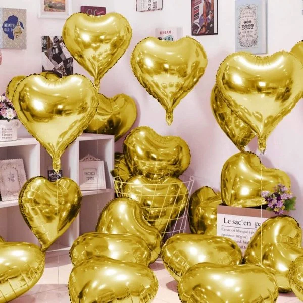 Gold Heart foil helium balloon, 18''