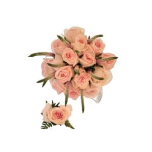 Bridal Bouquet With Boutonniere (Garden rose and veronica)