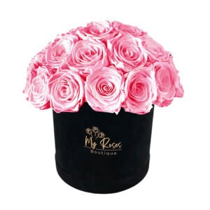 Black Velvet Box With 36 Pink Roses