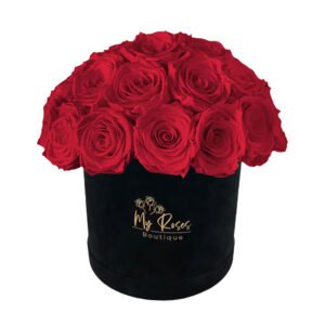 Black Velvet Box With 36 Red Roses