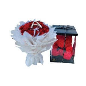 Elegance Red Bouquet And Red Foam Teddy