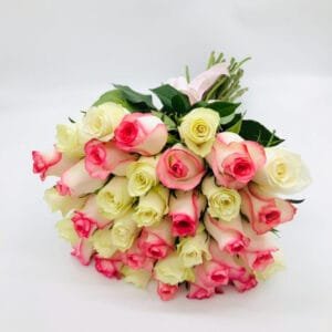 51 White & Pink Roses Bouquet