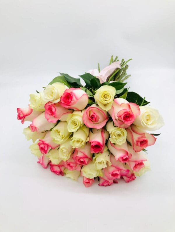 35 White & Pink Roses Bouquet