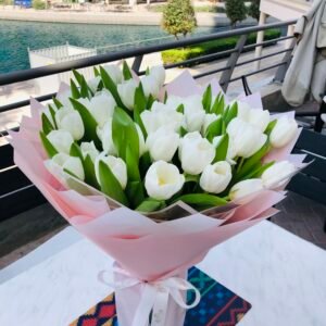 51 White Tulips Bouquet