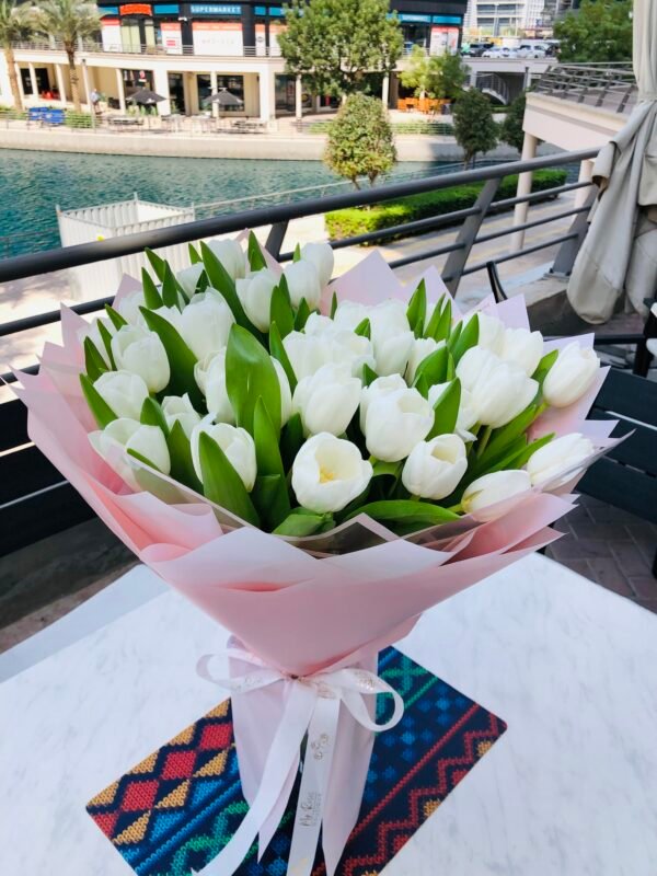 51 White Tulips Bouquet