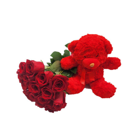 Red Roses and Teddy Bear