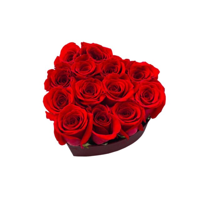 20 Roses In Heart Arrangement (Black Box)