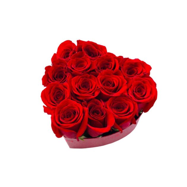 20 Roses in Heart Arrangement (Red Box)