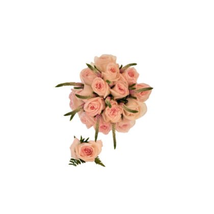 Bridal Bouquet with Boutonniere (Garden rose & veronica)