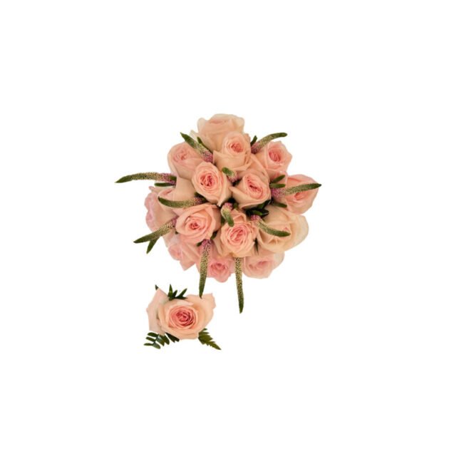 Bridal Bouquet with Boutonniere (Garden rose & veronica)