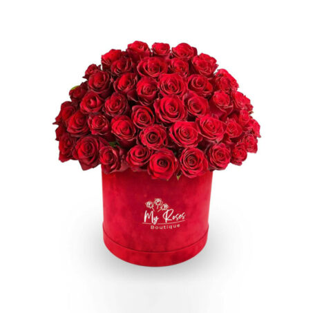 Red Velvet Box with Red Roses