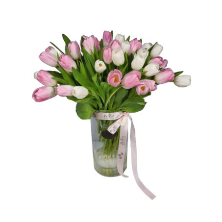51 Pink and white tulips