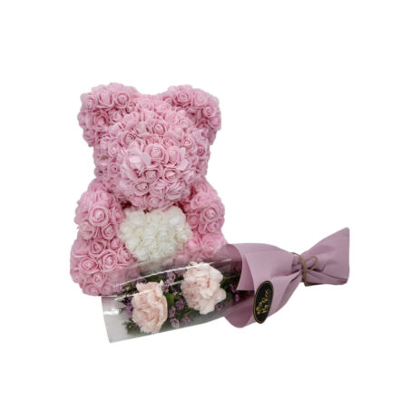 Lovely you bouquet and pink teddy