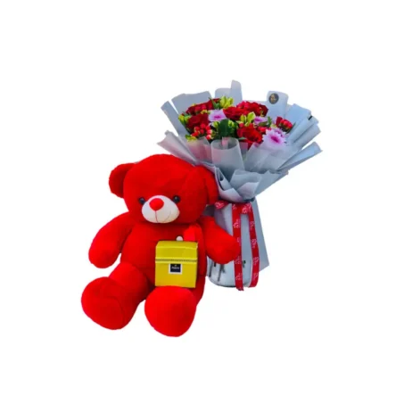 Mystical Harmony Bouquet with 40cm Bear red