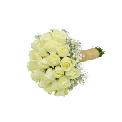White roses bridal bouquet