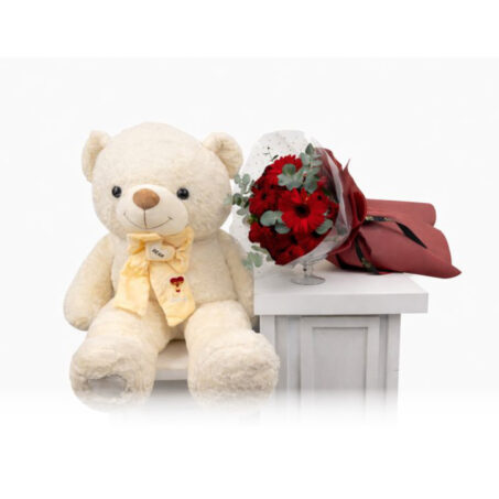 Love set bouquet with teddy 100cm