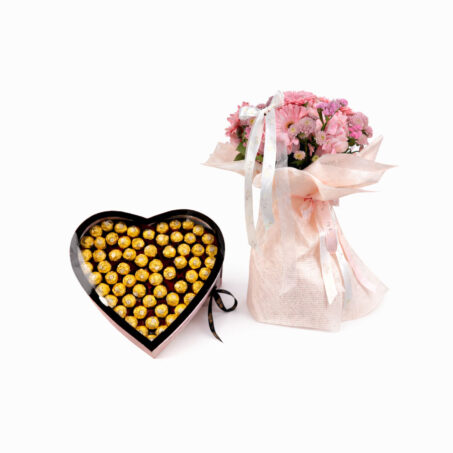 Rosy pink boutique with heart box Ferrero