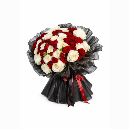 White & Red Roses Bouquet