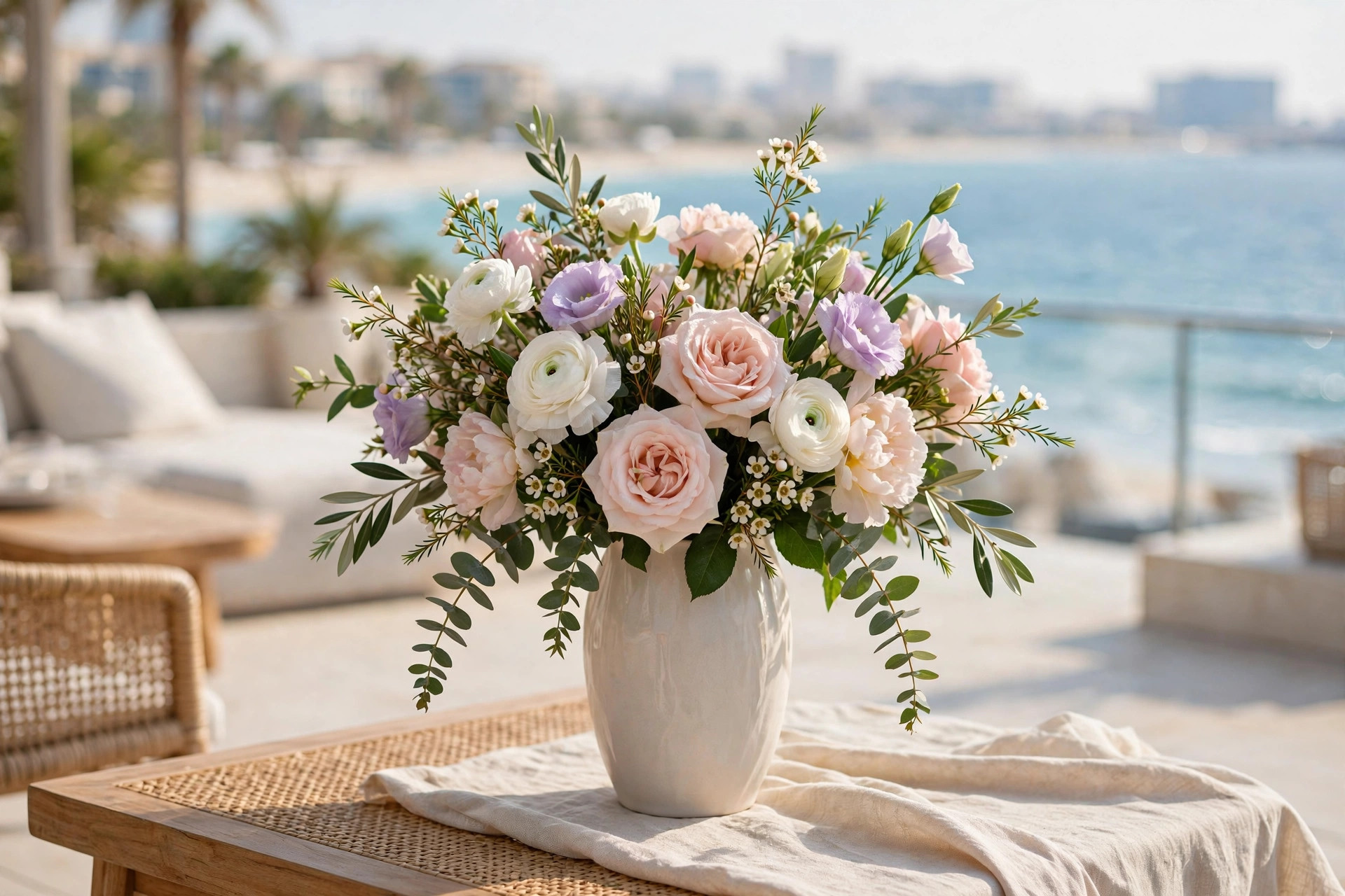 Fresh seasonal flowers in soft colours
