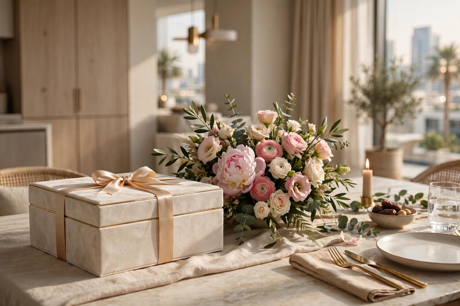 Cheerful mixed bouquet brightening a new living room